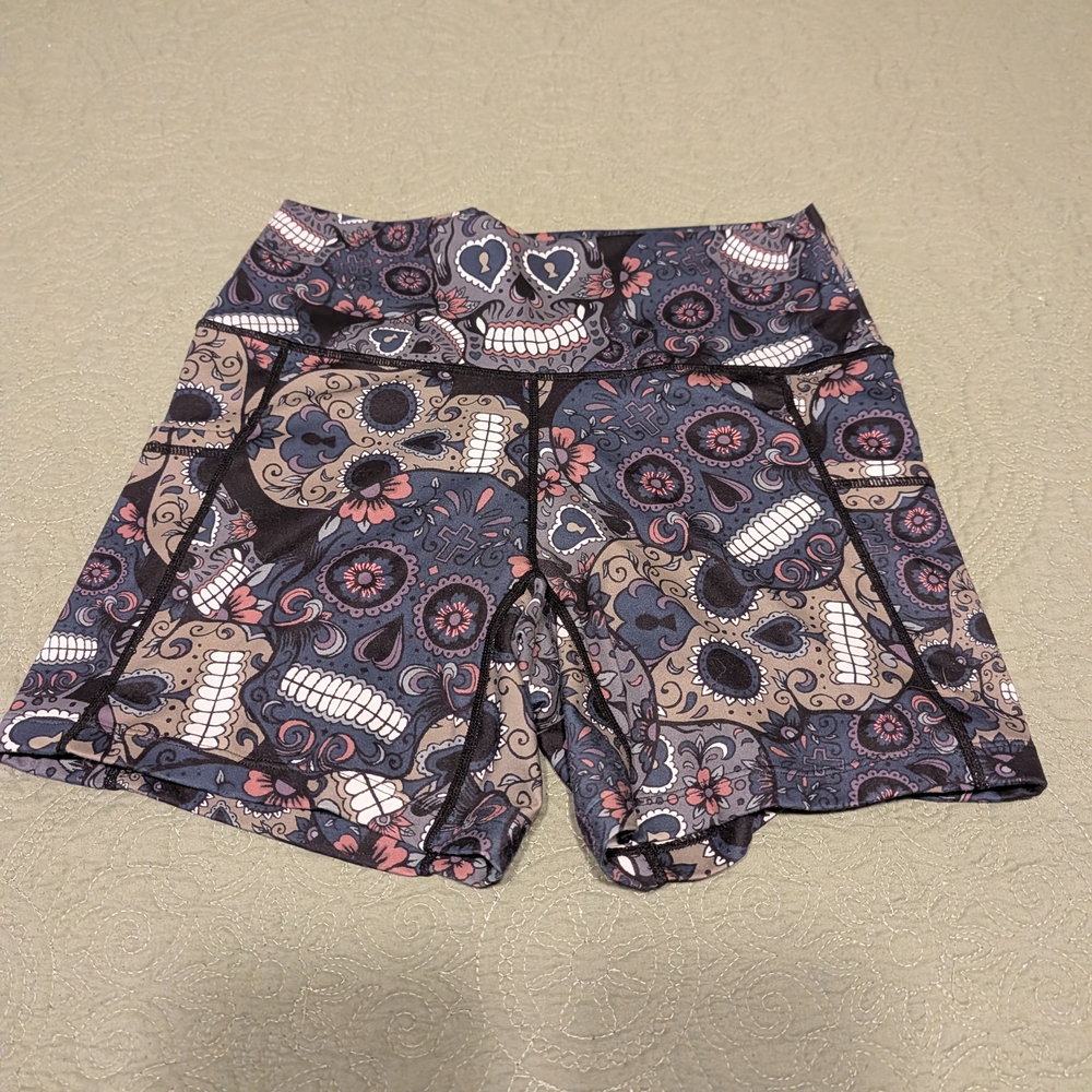 Constantly Varied Gear Skull Pattern Athletic Shorts - Black and Pink